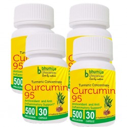 Bhumija Lifesciences Curcumin with Piper Nigram (Curcuma Longa) 30's Capsules (Pack of Four)