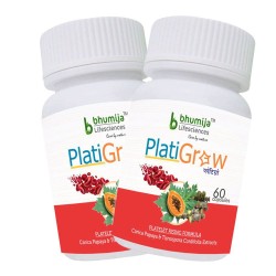 Bhumija Lifesciences PlatiGrow Capsules 60's (Carica Papaya, Tinospora Cordifolia) (Pack of Two)