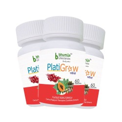 Bhumija Lifesciences PlatiGrow Capsules 60's (Carica Papaya, Tinospora Cordifolia) (Pack of Three)
