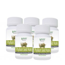 Bhumija Lifesciences Psyllium Husk (Isabgol) Capsules 60'sRelief from Constipation (Pack of Five)