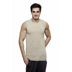 Gypsum Mens Striper Cut Sleeve Tshirt Beige Color GYPMCS-00171