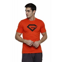 Gypsum Mens Printed Round Neck Tshirt Orange Color GYPMRN-00157