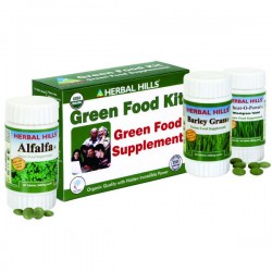 Herbal Hills Green Food Supplement Kit (Wheatgrass, Alfalfa, Barley Grass)