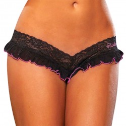 Hustler Women Crotchless Lace Sports Thong Black