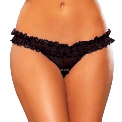 Hustler Women Crotchless Lace Sports Thong Black