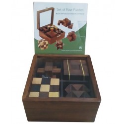 Chopra Chess Wasan Wooden Cube Set of Four Puzzles (4 Pieces)